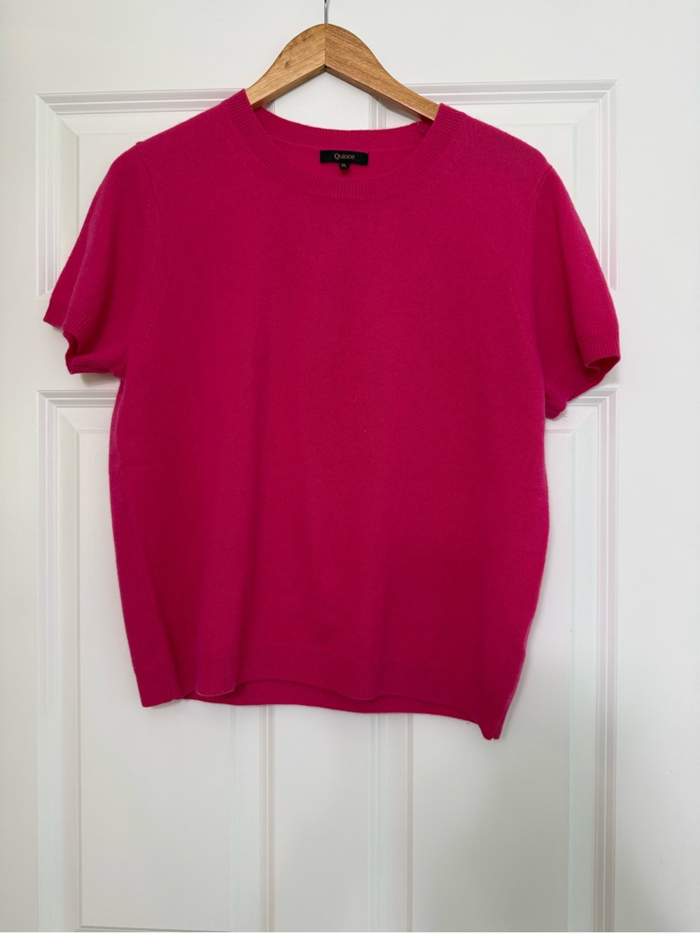 Quince cashmere Short Sleeve Crewneck Sweater Tee - Hot Pink